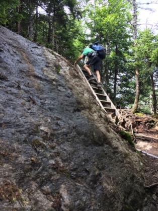 BC descending a ladder on the way down.